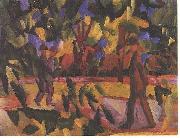 August Macke Riders and walkers at a parkway oil painting on canvas